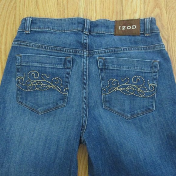 IZOD WOMEN'S SIZE 6 JEANS CAPRIS MED BLUE SLUB STRETCH DENIM JUST RIGHT CROPPED - Picture 7 of 11